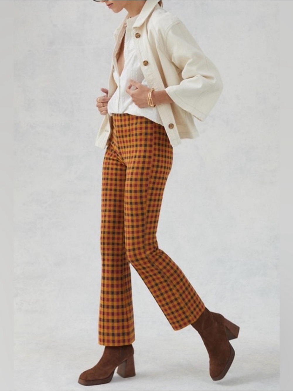 Maeve Plaid Knit Kick Flare Pants, XS